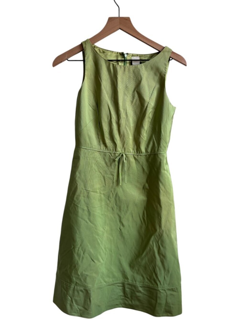 Vintage J. Crew Green 100% Silk Taffeta Dress Size 2 - Picture 6 of 7